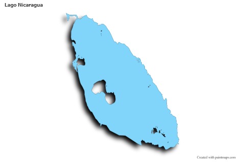 Contoh Peta untuk Lago Nicaragua (biru,garis luar,bayangan)