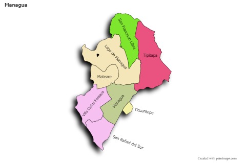 Exemplos de mapas para Managua (colorido,sombreado)