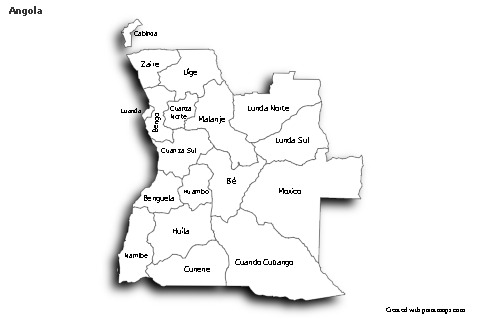 Sample Maps for Angola (black-white,shadowy)