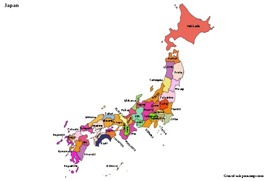 Japonya için Örnek Haritalar (renkli)