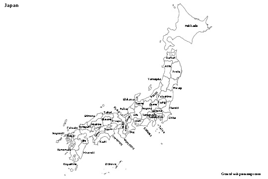 Japonya için Örnek Haritalar (siyah-beyaz)