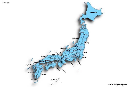 Japonya için Örnek Haritalar (mavi,gölgeli)
