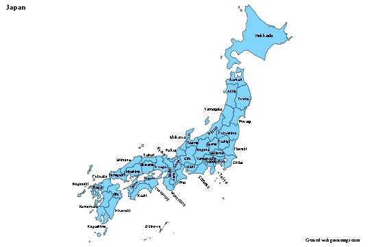 Japonya için Örnek Haritalar (mavi)