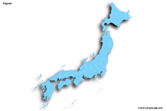 Japonya için Örnek Haritalar (mavi,anahat,gölgeli)