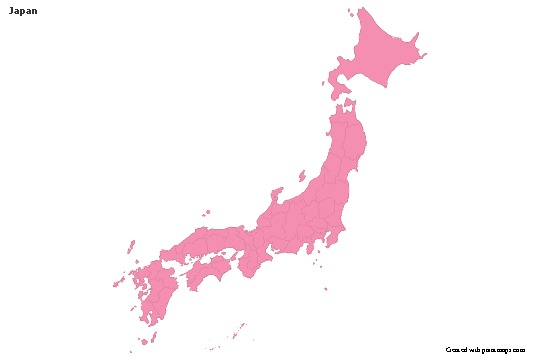 Japonya için Örnek Haritalar (pembe,anahat)