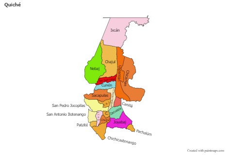 Mapas de muestra para Quiché (coloreado)