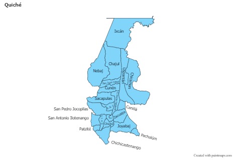 Mapas de muestra para Quiché (azul)