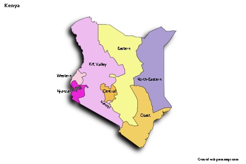 Sample Maps for Kenya (colored,shadowy)