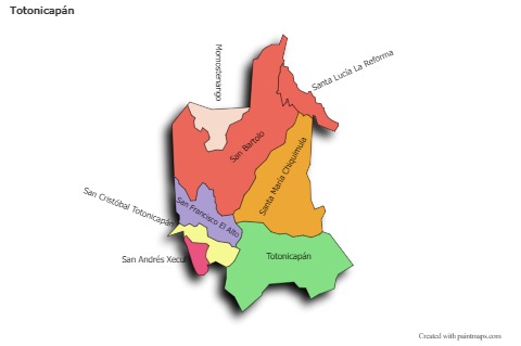Contoh Peta untuk Totonicapán (berwarna,bayangan)