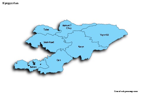 Sample Maps for Kyrgyzstan (blue,shadowy)