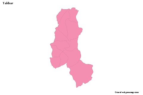 Contoh Peta untuk Takhar (merah jambu,garis besar)