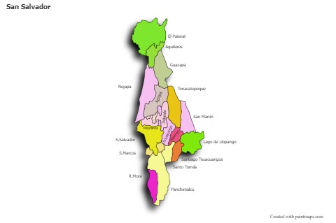Contoh Peta untuk San Salvador (berwarna,bayangan)