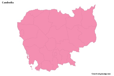 Kamboçya için Örnek Haritalar (pembe,anahat)