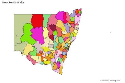 Mapas de muestra para New South Wales (coloreado)