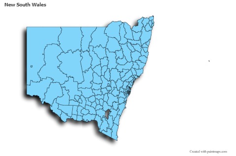 Mapas de muestra para New South Wales (azul,sombrío)