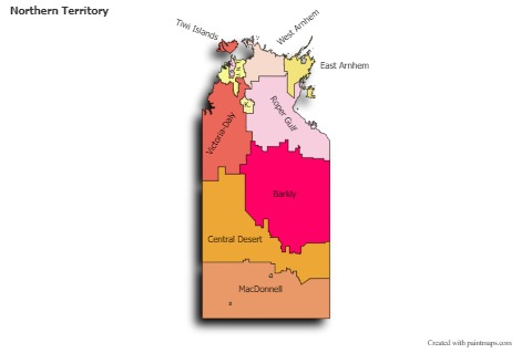Contoh Peta untuk Northern Territory (berwarna,bayangan)