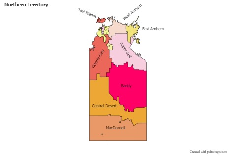 Contoh Peta untuk Northern Territory (berwarna)