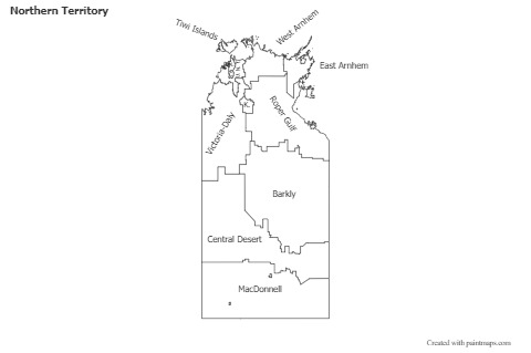 Contoh Peta untuk Northern Territory (hitam-putih)