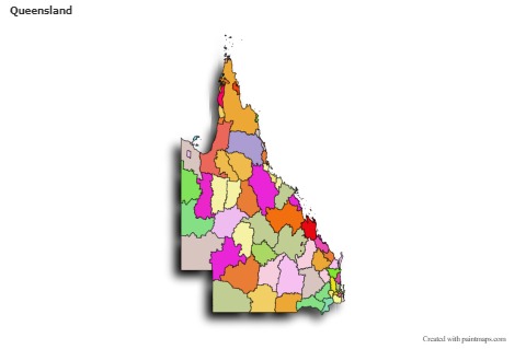 Mapas de muestra para Queensland (coloreado,sombrío)