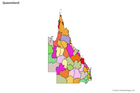 Mapas de muestra para Queensland (coloreado)