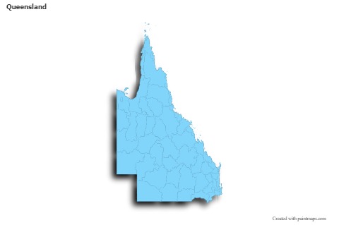 Mapas de muestra para Queensland (azul,contorno,sombrío)