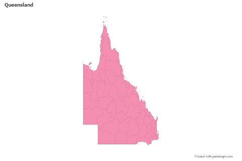 Mapas de muestra para Queensland (rosa,contorno)