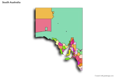 South Australia için Örnek Haritalar (renkli,gölgeli)