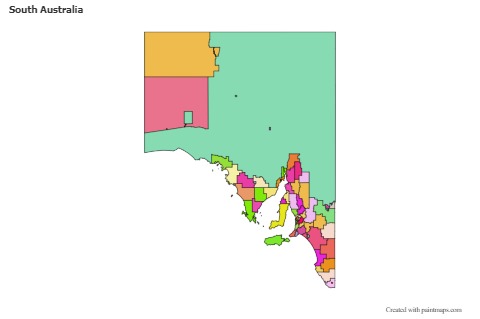 South Australia için Örnek Haritalar (renkli)