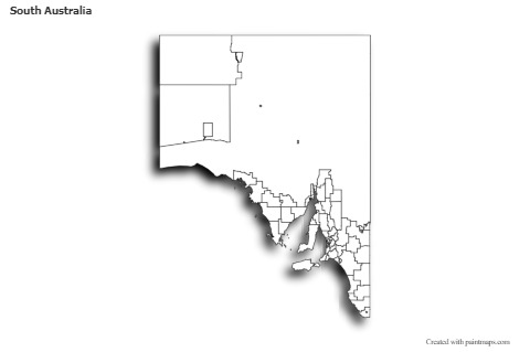 South Australia için Örnek Haritalar (siyah-beyaz,gölgeli)