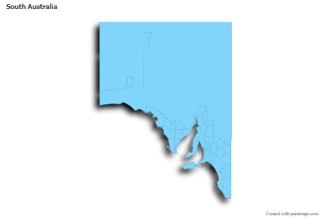 South Australia için Örnek Haritalar (mavi,anahat,gölgeli)