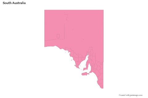 South Australia için Örnek Haritalar (pembe,anahat)
