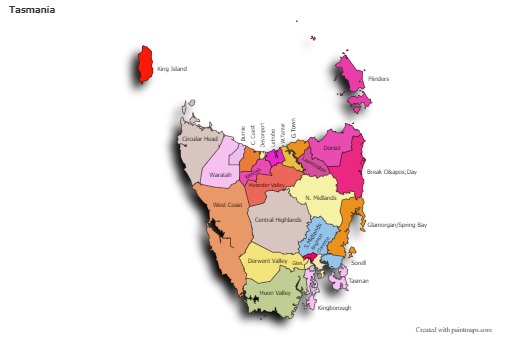 Sample Maps for Tasmania (colored,shadowy)