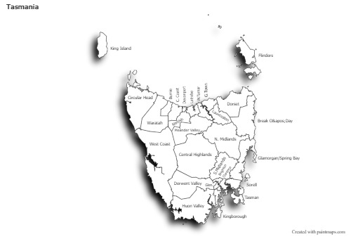 Sample Maps for Tasmania (black-white,shadowy)