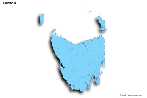 Sample Maps for Tasmania (blue,outline,shadowy)