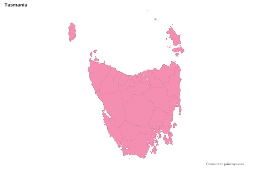Sample Maps for Tasmania (pink,outline)