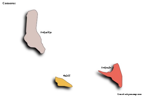 Sample Maps for Comoros (colored,shadowy)