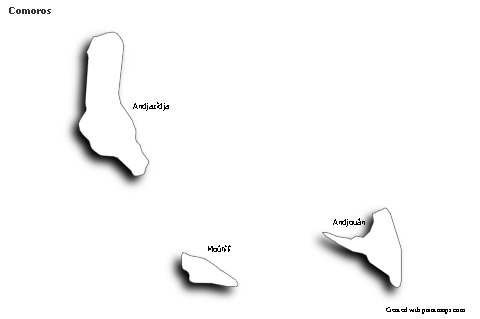 Sample Maps for Comoros (black-white,shadowy)
