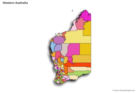 Mapas de muestra para Western Australia (coloreado,sombrío)
