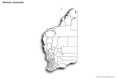 Mapas de muestra para Western Australia (blanco-negro,sombrío)