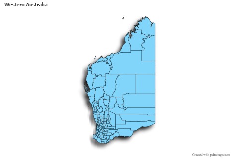 Mapas de muestra para Western Australia (azul,sombrío)
