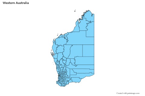 Mapas de muestra para Western Australia (azul)