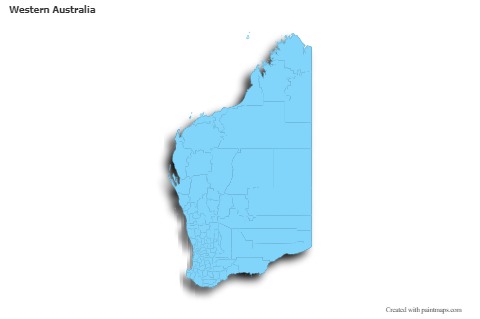Mapas de muestra para Western Australia (azul,contorno,sombrío)