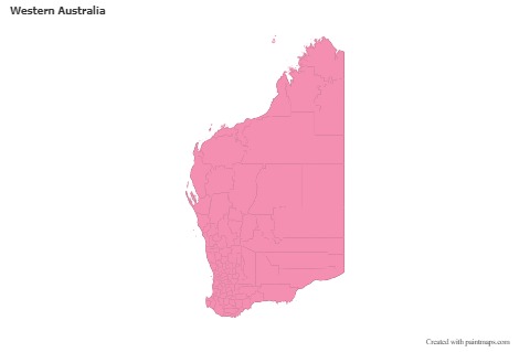 Mapas de muestra para Western Australia (rosa,contorno)