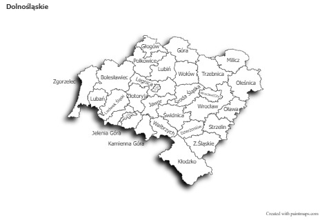 Sample Maps for Dolnośląskie (black-white,shadowy)