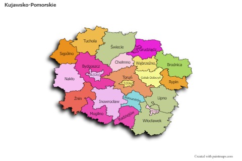 Sample Maps for Kujawsko-Pomorskie (colored,shadowy)