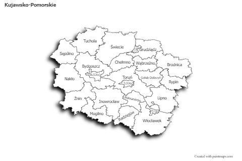 Sample Maps for Kujawsko-Pomorskie (black-white,shadowy)