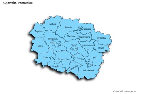 Sample Maps for Kujawsko-Pomorskie (blue,shadowy)