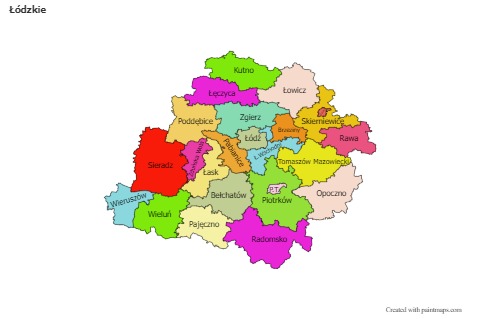 Contoh Peta untuk Łódzkie (berwarna)