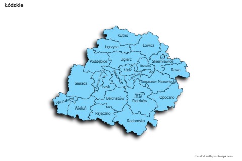 Contoh Peta untuk Łódzkie (biru,bayangan)
