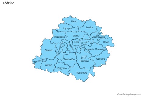 Contoh Peta untuk Łódzkie (biru)
